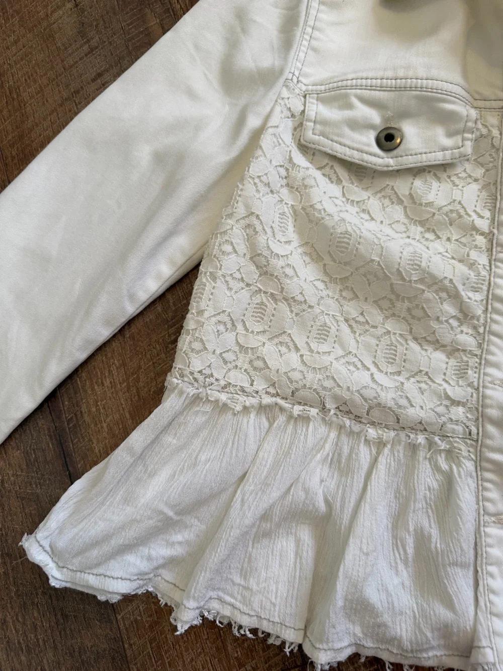 Free People Denim Jacket with Lace - Picture 5 of 10